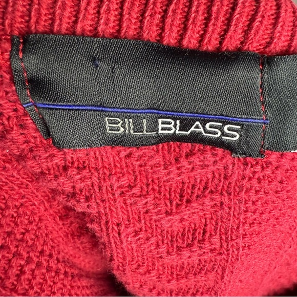 Vintage Bill Blass Men’s Large Cable Knit Sweater Red Classic Preppy 90s - Picture 6 of 6